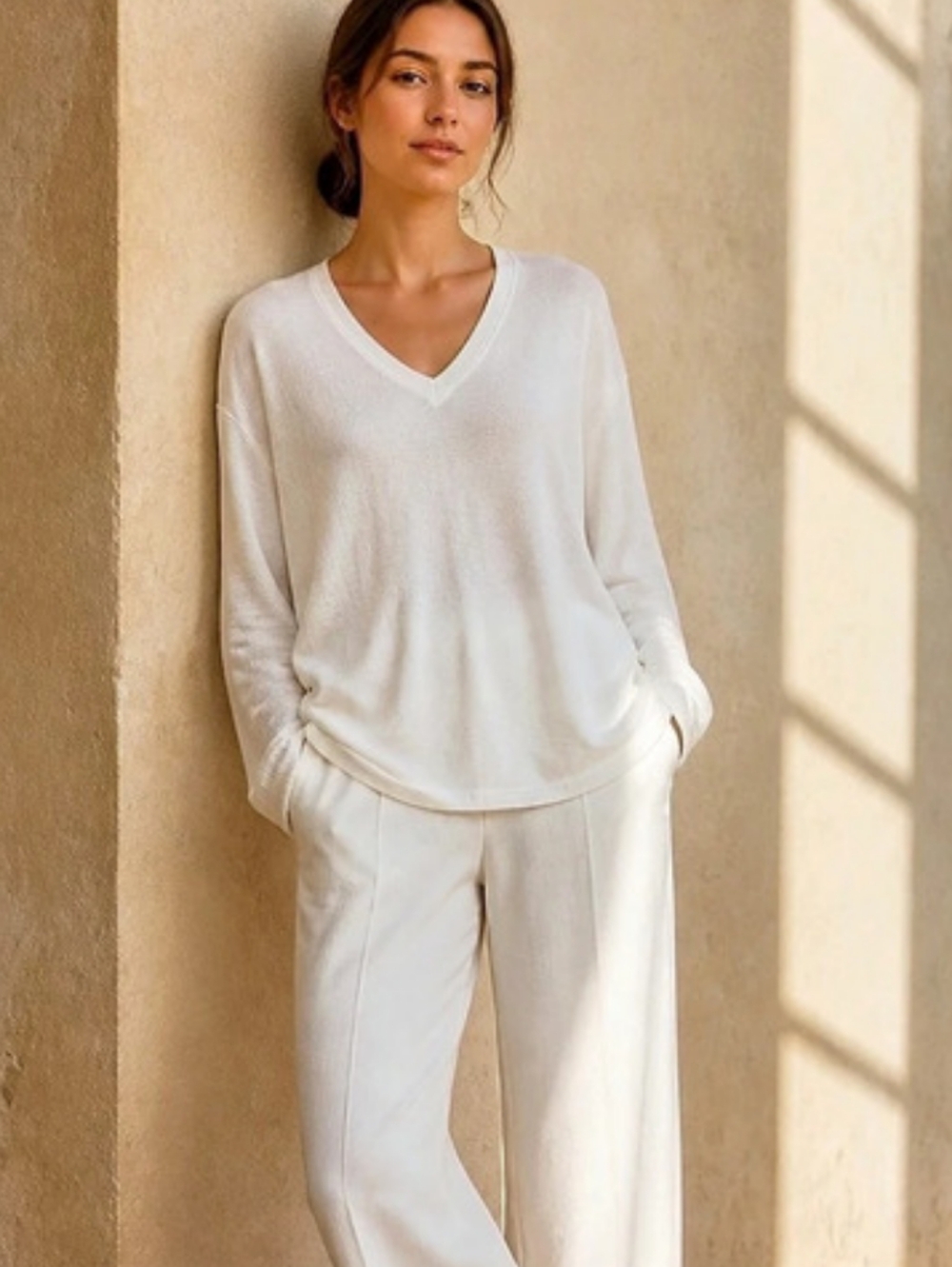 rag & bone White Lightweight V-Neck Long Sleeve Knit Top Size Medium